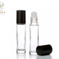 10 ml. Roll On Bottles Clear Glass Roll On Bottles w/ Black Plastic Cap & Roller For Fragrance Oils Essential Oils