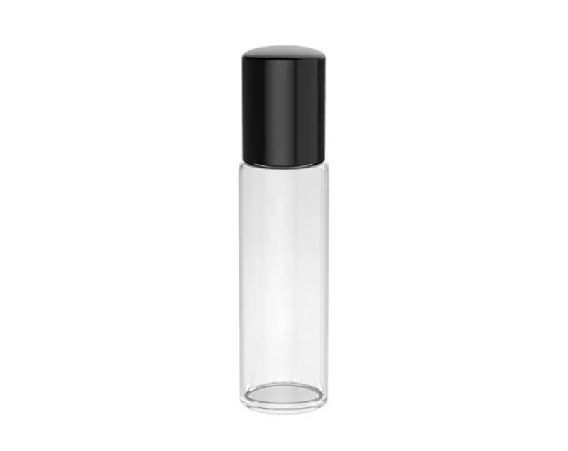 10 ml. Roll On Bottles Clear Glass Roll On Bottles w/ Black Plastic Cap & Roller For Fragrance Oils Essential Oils