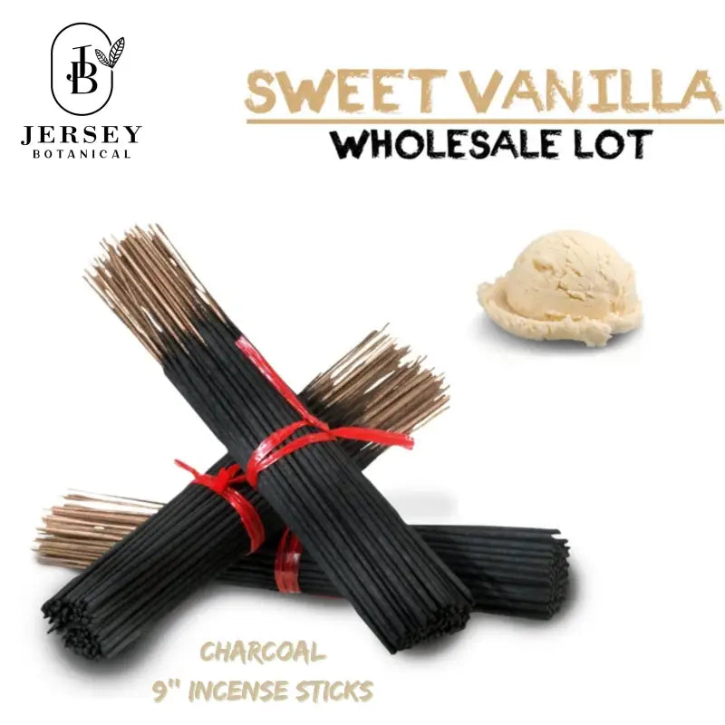 9 Inch SWEET VANILLA Charcoal Incense Sticks 9’’ Long Lasting Hand Dipped In Fragrance Oils Variety Bulk Wholesale Lot