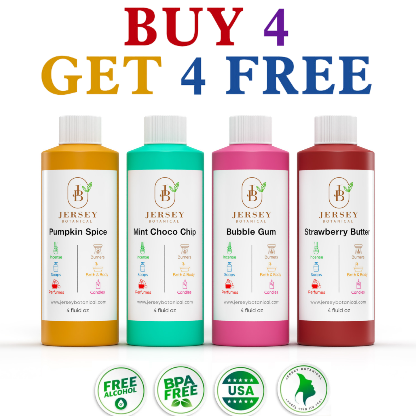 Fragrance Oil 4 oz. Scented Oils For Body, Soap Making, Candle Making, Diffusers