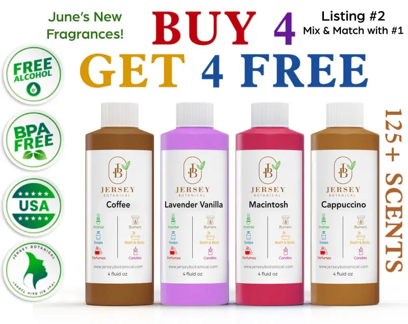 Fragrance Oil 4 oz. Scented Oils For Body Soap Making Candle Making Lotion Perfume Diffuser. BUY 4 Get 4 FREE