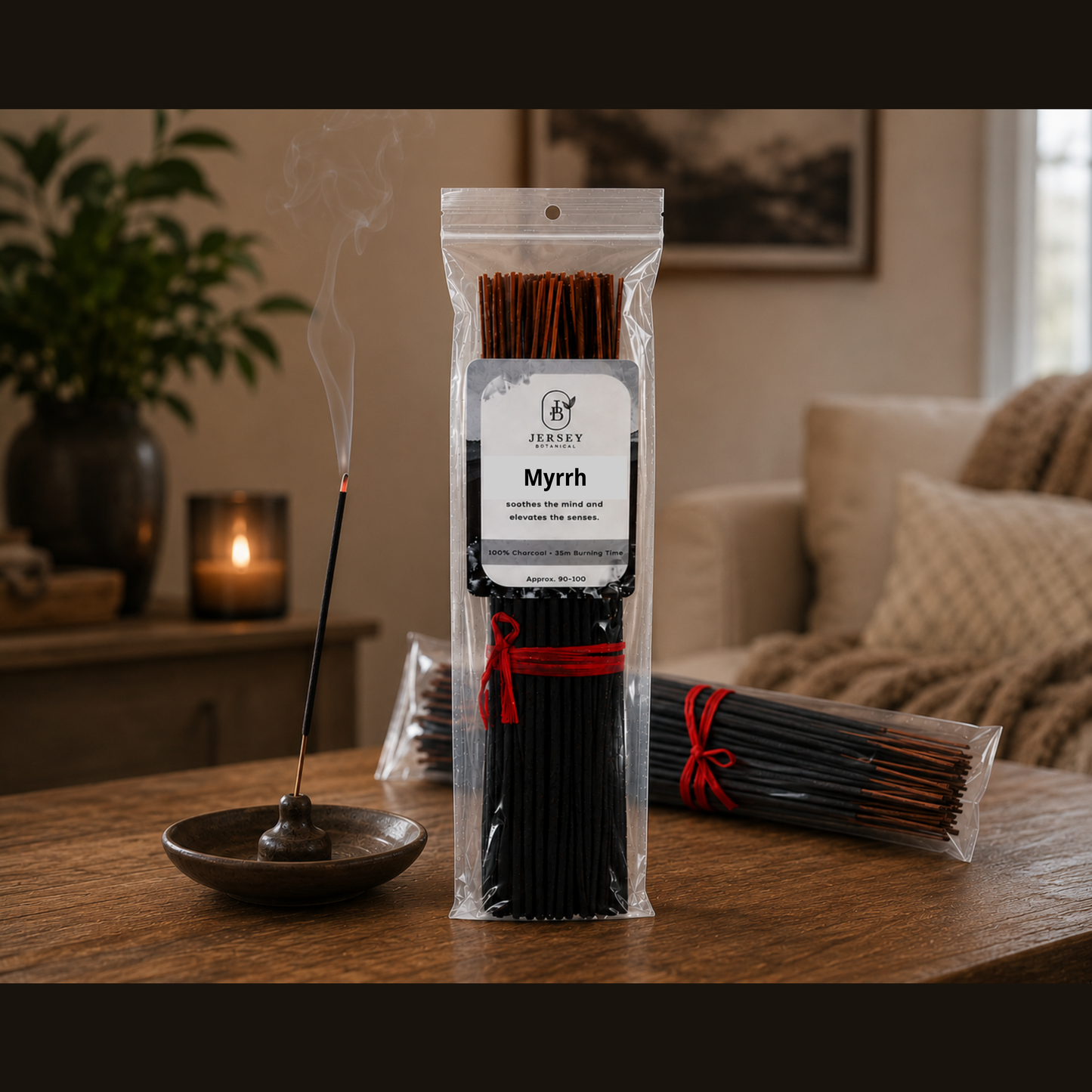 100 Incense Sticks 9'' Strong Fragrance, Hand Dipped Variety Natural Charcoal