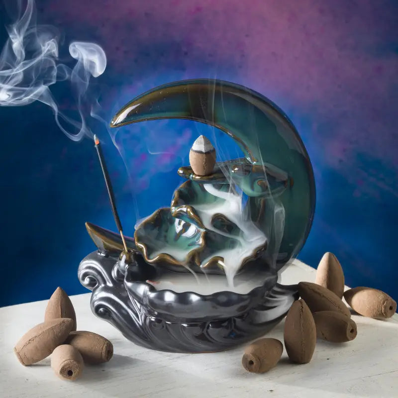 Natural Incense Cones BACKFLOW UNSCENTED 2" Oval Rounded, Longer Burn in Fragrance Oils For Waterfall Burner, Incense Holder
