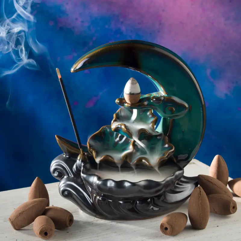 Natural Incense Cones BACKFLOW UNSCENTED 2’’ Oval Rounded Longer Burn in Fragrance Oils For Waterfall Burner Incense