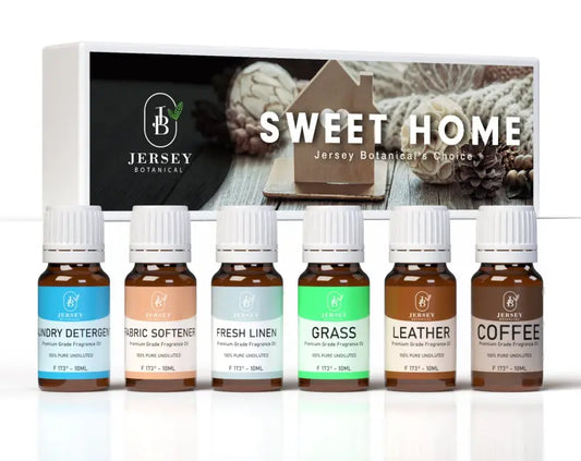 Sweet Home Set Premium Grade Fragrance Oils - Laundry Detergent Fabric Softener Fresh Linen Grass Leather Coffee