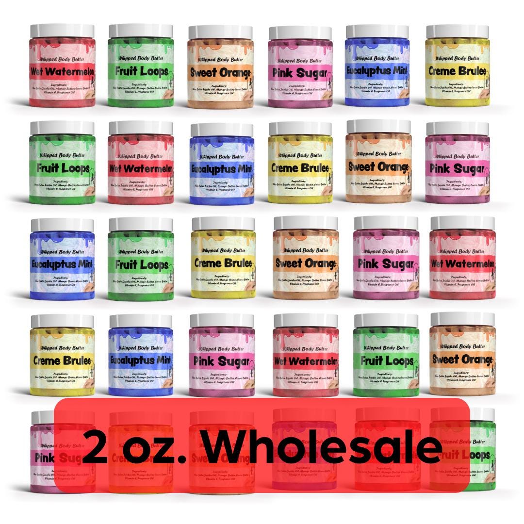 Whipped Body Butters 2oz WHOLESALE Sample Sizes With Shea Butter Thermal Wrap included Free) No Label Start your own